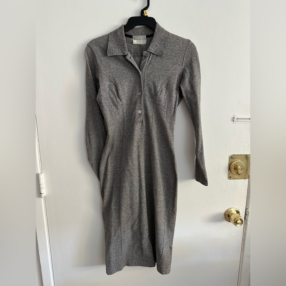 Vintage Esprit Charcoal Long-Sleeve Dress